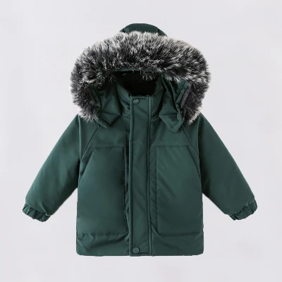 Veste d'hiver pour enfants, manteau à capuche, coupe-vent chaud, décontracté, col épais, bébé garçon